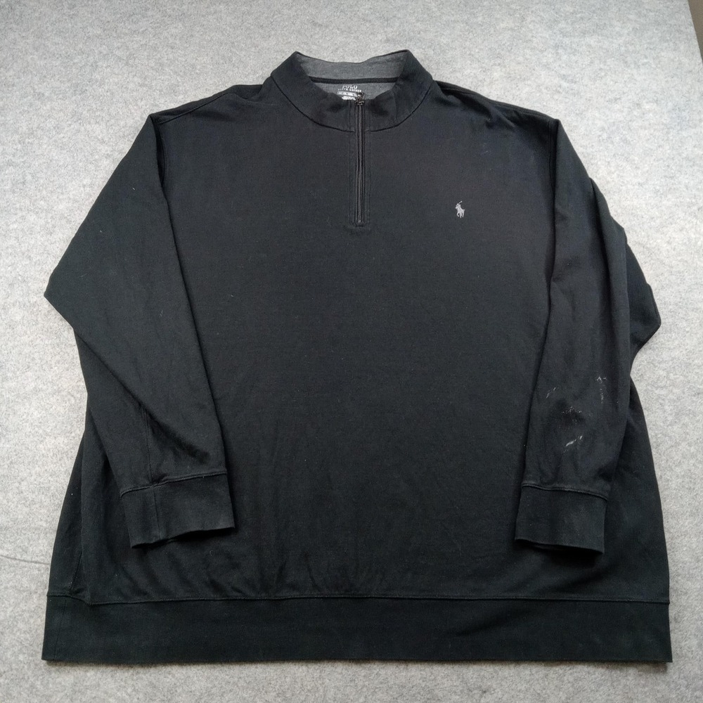Polo Ralph Lauren Sweatshirt Mens XLT Black 1/4 Zip Mock Neck Big Tall‎ Logo*